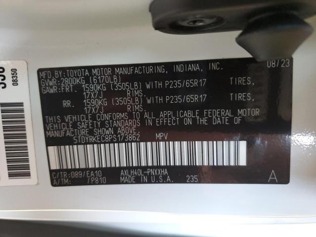 5TDYRKEC8PS173862 - 2023 TOYOTA SIENNA XLE WHITE photo 13