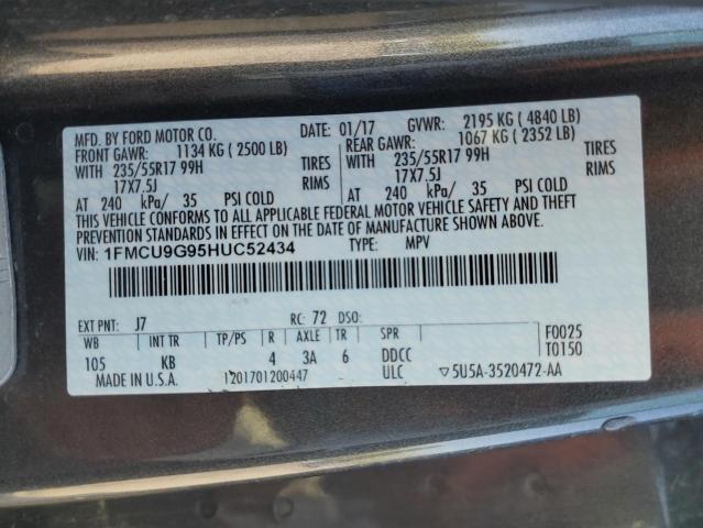 1FMCU9G95HUC52434 - 2017 FORD ESCAPE SE CHARCOAL photo 14
