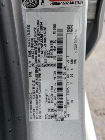 3FADP4FJ2JM115854 - 2018 FORD FIESTA TITANIUM SILVER photo 12