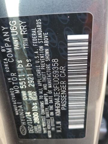 KMHGN4JE3FU069358 - 2015 HYUNDAI GENESIS 3.8L 灰色 照片 12