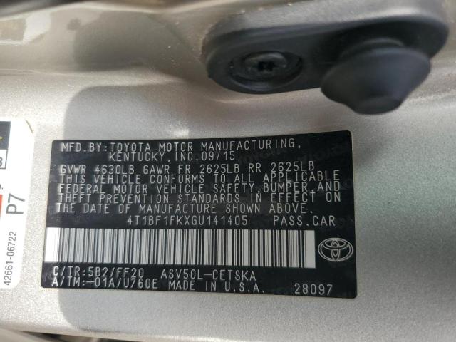 4T1BF1FKXGU141405 - 2016 TOYOTA CAMRY LE BEIGE photo 12