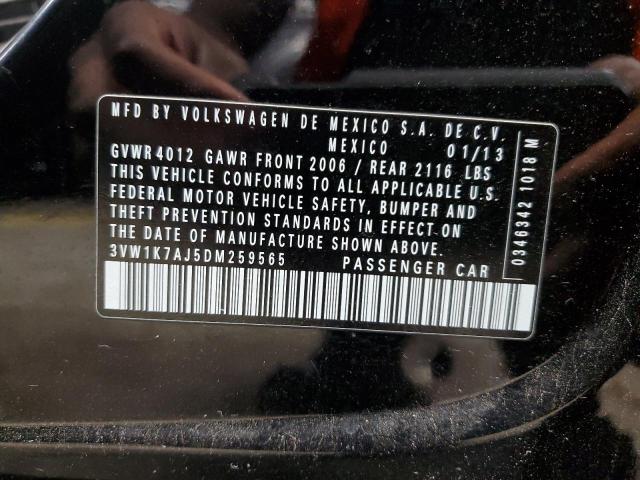 3VW1K7AJ5DM259565 - 2013 VOLKSWAGEN JETTA BASE BLACK photo 13