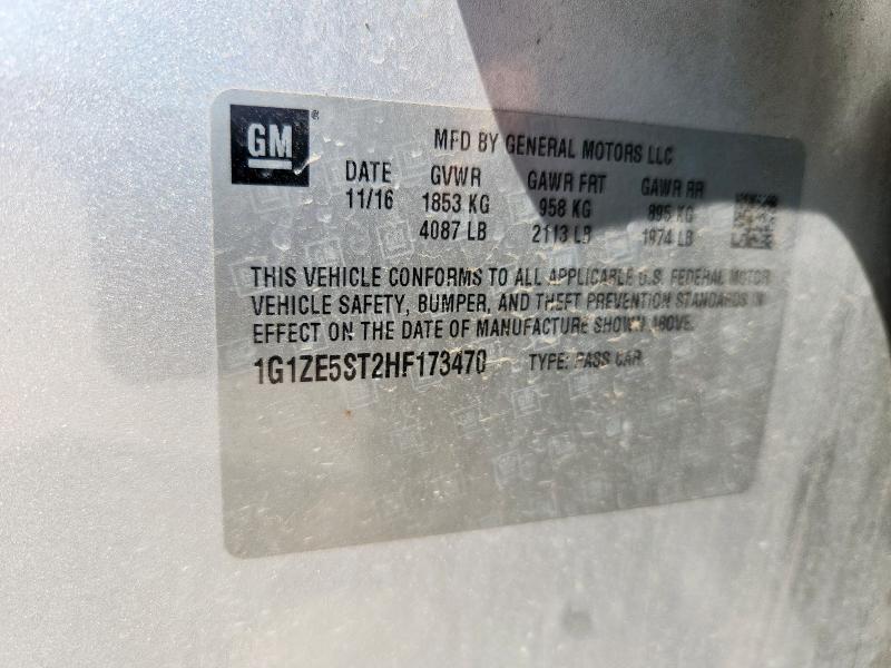 1G1ZE5ST2HF173470 - 2017 CHEVROLET MALIBU LT SILVER photo 12