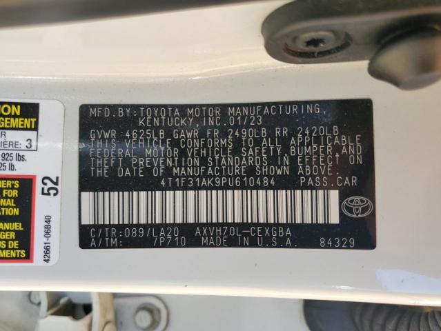 4T1F31AK9PU610484 - 2023 TOYOTA CAMRY XLE أبيض صورة 12