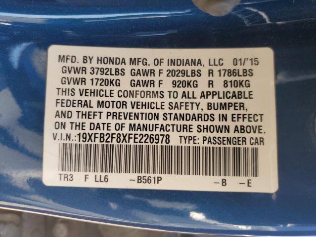 19XFB2F8XFE226978 - 2015 HONDA CIVIC EX 蓝色 照片 13