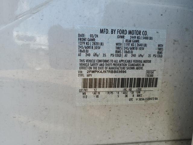 2FMPK4J97RBB03596 - 2024 FORD EDGE SEL WHITE photo 13