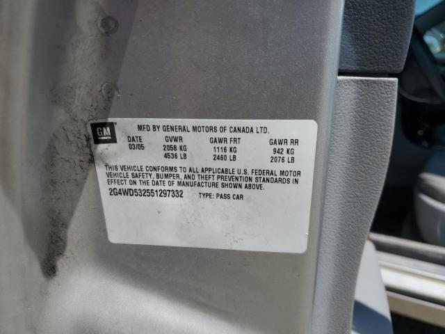 2G4WD532551297332 - 2005 BUICK LACROSSE CXL ვერცხლისფერი ფოტო 12