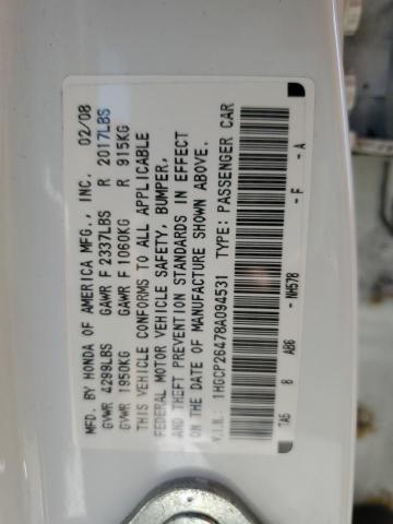 1HGCP26478A094531 - 2008 HONDA ACCORD LXP WHITE photo 13