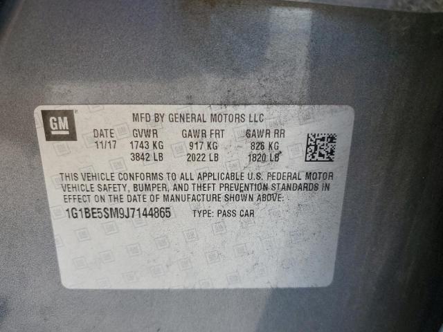 1G1BE5SM9J7144865 - 2018 CHEVROLET CRUZE LT GRAY photo 12