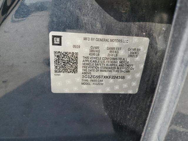 1G1ZG5STXKF224165 - 2019 CHEVROLET MALIBU RS CHARCOAL photo 12