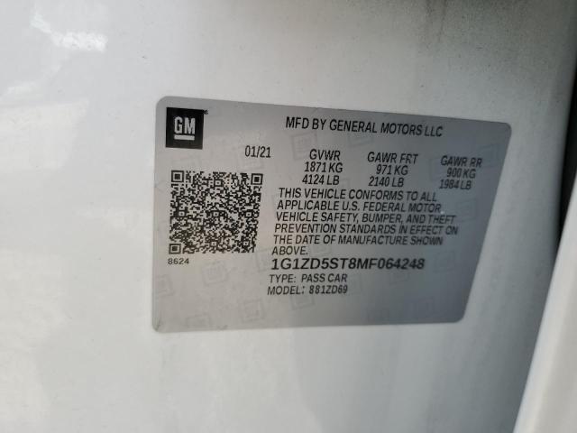 1G1ZD5ST8MF064248 - 2021 CHEVROLET MALIBU LT WHITE photo 12