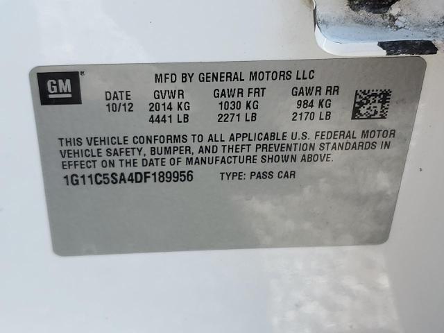 1G11C5SA4DF189956 - 2013 CHEVROLET MALIBU 1LT 白色 照片 12