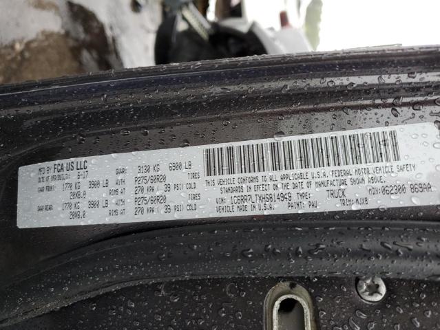 1C6RR7LTXHS814949 - 2017 RAM 1500 SLT GRAY photo 12