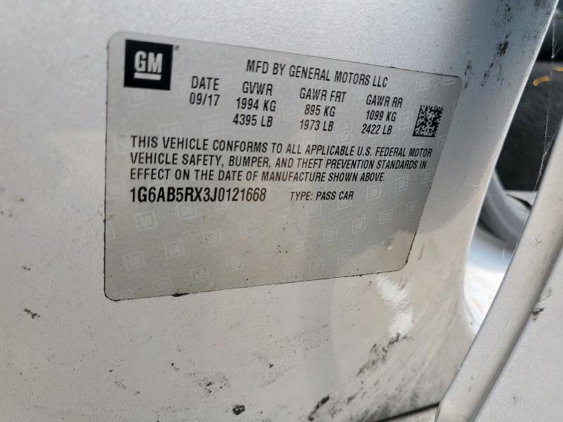 1G6AB5RX3J0121668 - 2018 CADILLAC ATS LUXURY ვერცხლისფერი ფოტო 13