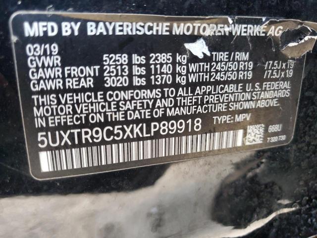 5UXTR9C5XKLP89918 - 2019 BMW X3 XDRIVE30I BLACK photo 12