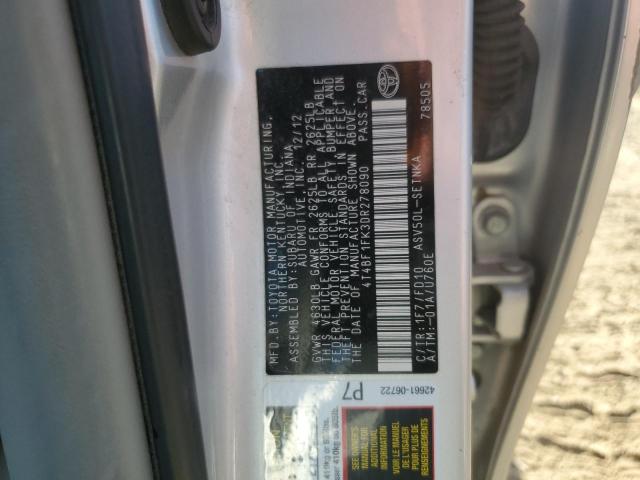 4T4BF1FK3DR278090 - 2013 TOYOTA CAMRY L SILVER photo 12