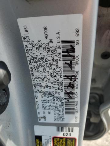 5TEJU62N08Z558706 - 2008 TOYOTA TACOMA DOUBLE CAB PRERUNNER SILVER photo 12