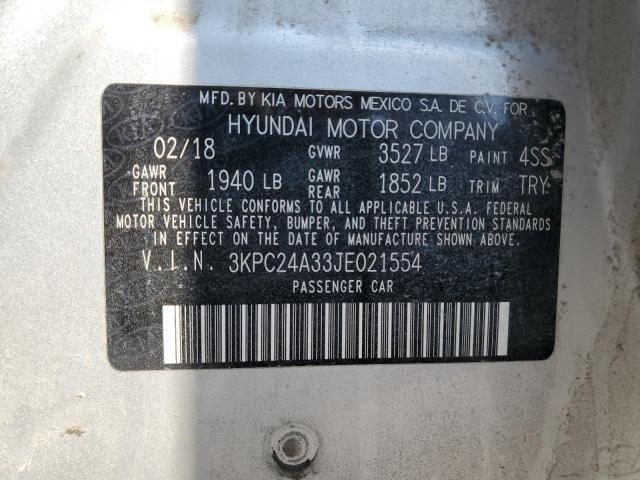 3KPC24A33JE021554 - 2018 HYUNDAI ACCENT SE Серебристый фото 12