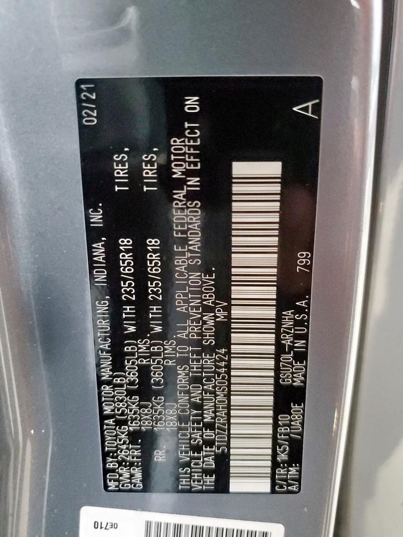 5TDZZRAH0MS054424 - 2021 TOYOTA HIGHLANDER L BLUE photo 13