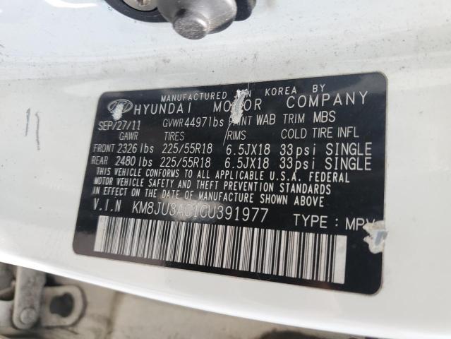 KM8JU3AC1CU391977 - 2012 HYUNDAI TUCSON GLS Ақ фото 13