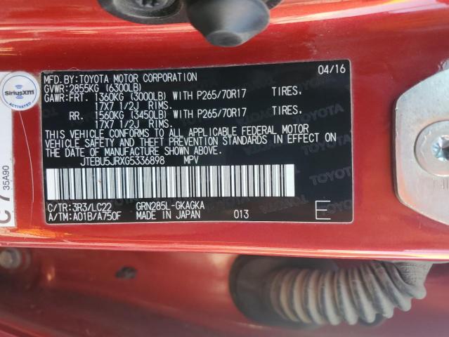 JTEBU5JRXG5336898 - 2016 TOYOTA 4RUNNER SR5/SR5 PREMIUM RED photo 13