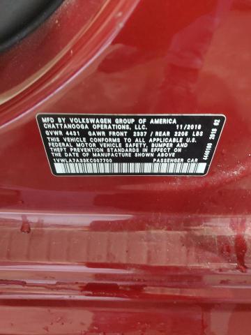 1VWLA7A33KC007700 - 2019 VOLKSWAGEN PASSAT WOLFSBURG RED photo 13