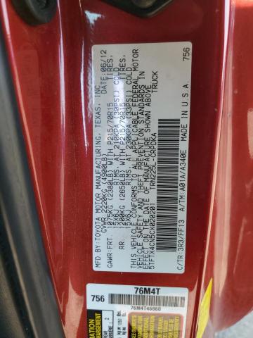 5TFTX4CN5CX020201 - 2012 TOYOTA TACOMA ACCESS CAB RED photo 12