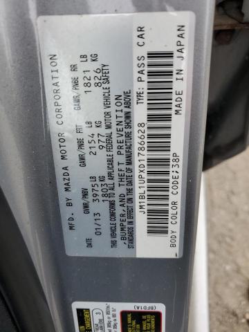 JM1BL1UPXD1786628 - 2013 MAZDA 3 I 银色 照片 12