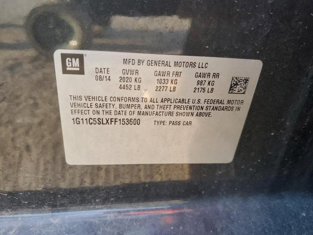 1G11C5SLXFF153600 - 2015 CHEVROLET MALIBU 1LT CHARCOAL photo 12