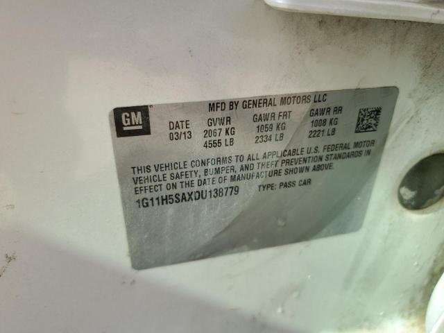 1G11H5SAXDU138779 - 2013 CHEVROLET MALIBU LTZ თეთრი ფოტო 12