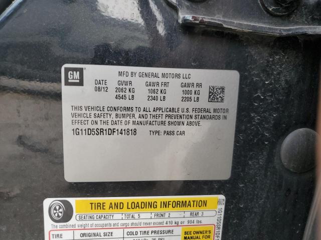 1G11D5SR1DF141818 - 2013 CHEVROLET MALIBU 1LT BLACK photo 12