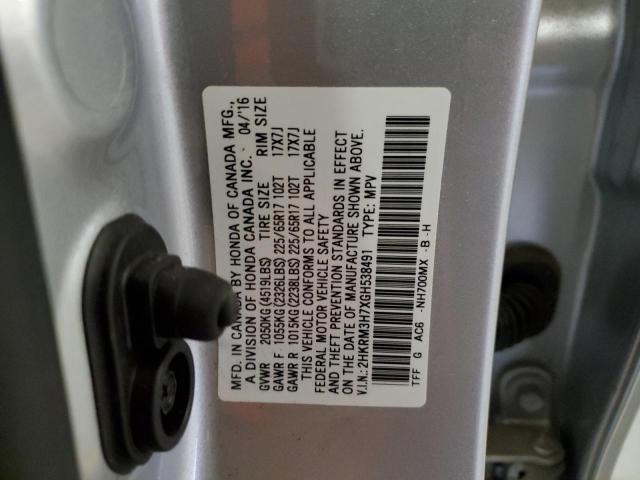 2HKRM3H7XGH538491 - 2016 HONDA CR-V EXL GRAY photo 13