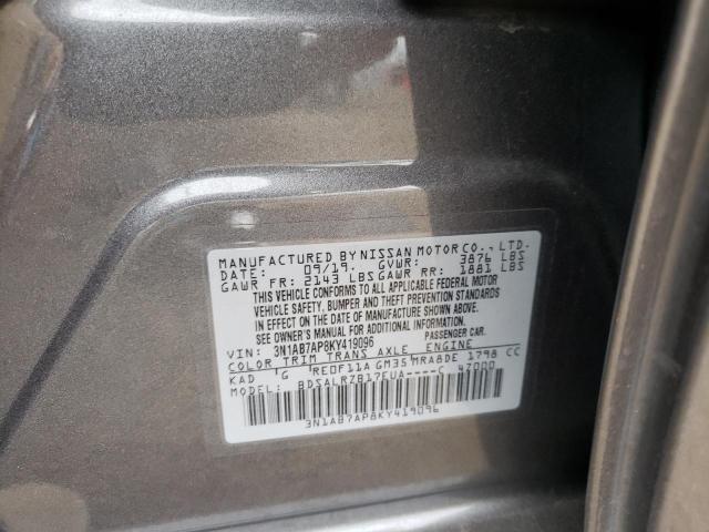 3N1AB7AP8KY419096 - 2019 NISSAN SENTRA S CHARCOAL photo 12