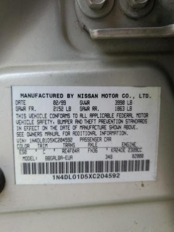 1N4DL01D5XC204592 - 1999 NISSAN ALTIMA XE GOLD photo 13