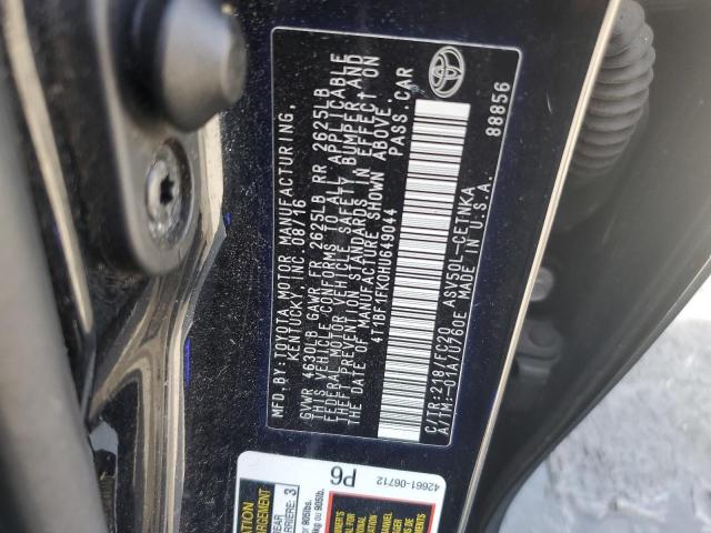 4T1BF1FK0HU649044 - 2017 TOYOTA CAMRY LE BLACK photo 12