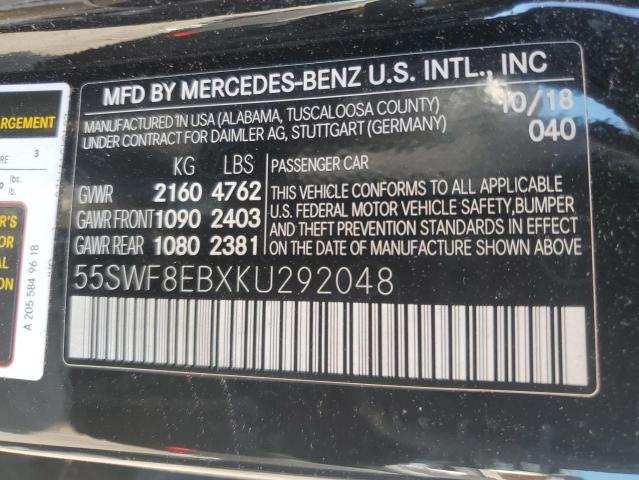55SWF8EBXKU292048 - 2019 MERCEDES-BENZ C 300 4MATIC BLACK photo 12