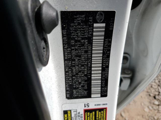 4T1C11AK5LU886907 - 2020 TOYOTA CAMRY LE WHITE photo 12
