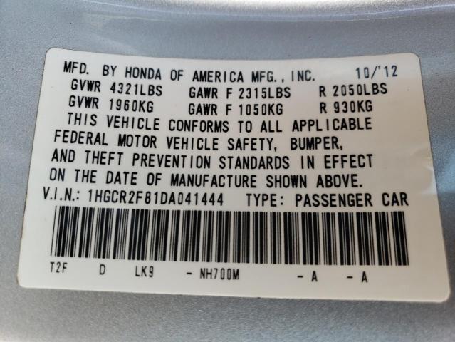 1HGCR2F81DA041444 - 2013 HONDA ACCORD EXL SILVER photo 13