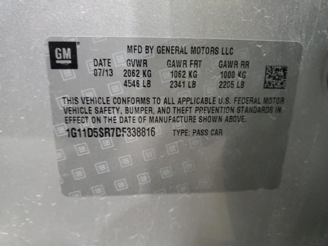 1G11D5SR7DF338816 - 2013 CHEVROLET MALIBU 1LT ვერცხლისფერი ფოტო 12