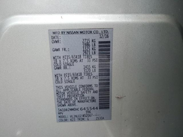 5N1DR2MM0HC645544 - 2017 NISSAN PATHFINDER S SILVER photo 13