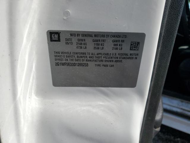 2G1WF5E33D1265233 - 2013 CHEVROLET IMPALA LS თეთრი ფოტო 12
