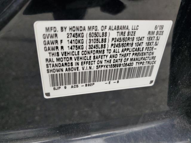 5FPYK16589B106420 - 2009 HONDA RIDGELINE RTL BLACK photo 13