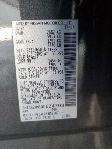 5N1AR2MN1DC624708 - 2013 NISSAN PATHFINDER S Մոխրագույն լուսանկար 13