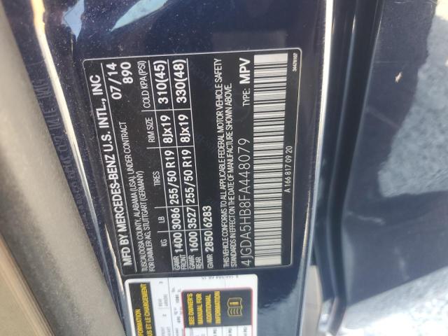 4JGDA5HB8FA448079 - 2015 MERCEDES-BENZ ML 350 4MATIC BLUE photo 14