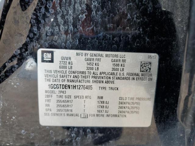 1GCGTDEN1H1276405 - 2017 CHEVROLET COLORADO Z71 BLACK photo 12