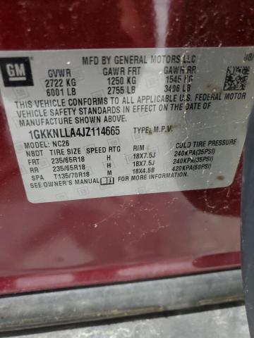 1GKKNLLA4JZ114665 - 2018 GMC ACADIA SLE 栗色 照片 13