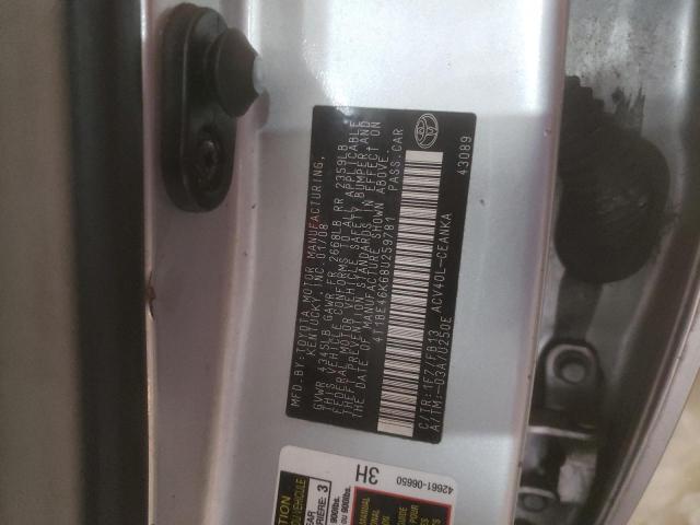 4T1BE46K68U259781 - 2008 TOYOTA CAMRY CE SILVER photo 12