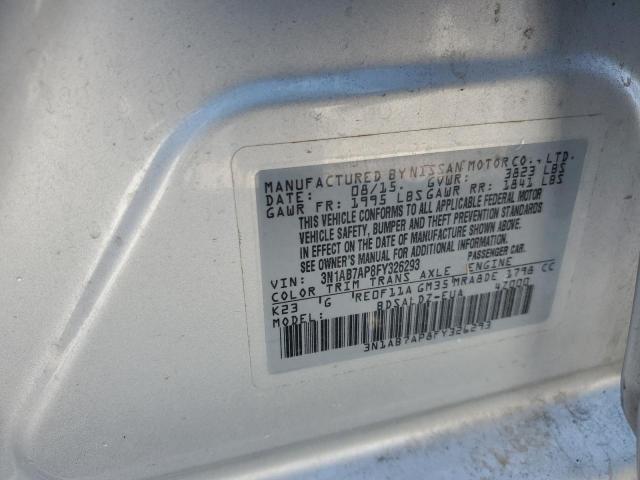 3N1AB7AP8FY326293 - 2015 NISSAN SENTRA S SILVER photo 12