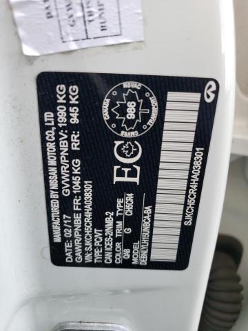 SJKCH5CR4HA038301 - 2017 INFINITI QX30 BASE WHITE photo 13