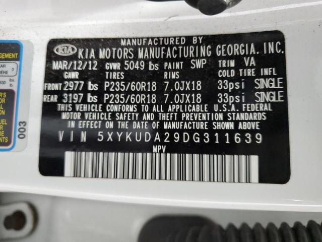 5XYKUDA29DG311639 - 2013 KIA SORENTO EX WHITE photo 14